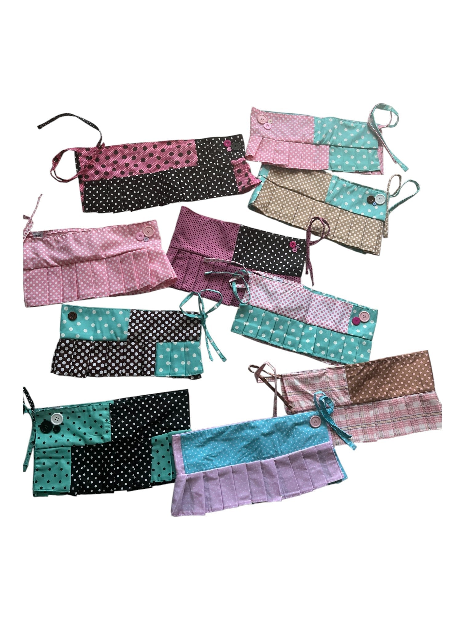 polka dot mini skirts buttons