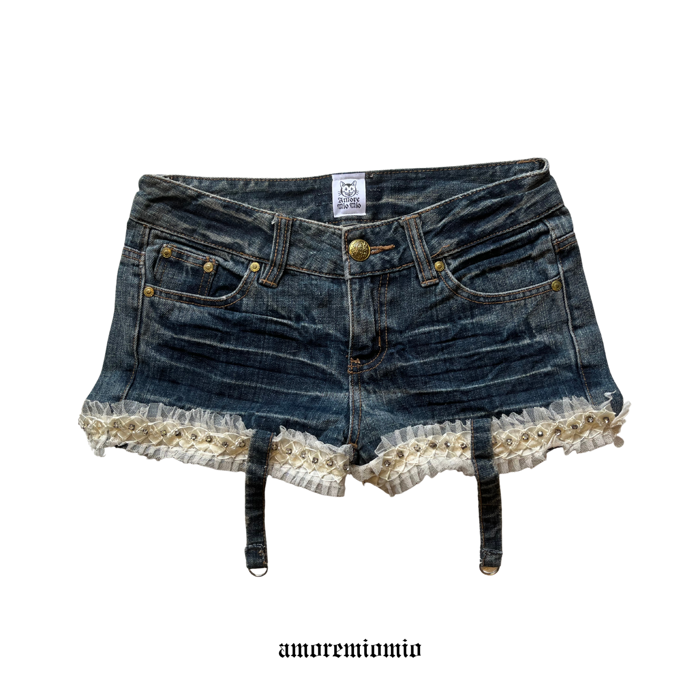 Mini Shorts with Lace & Garter Straps