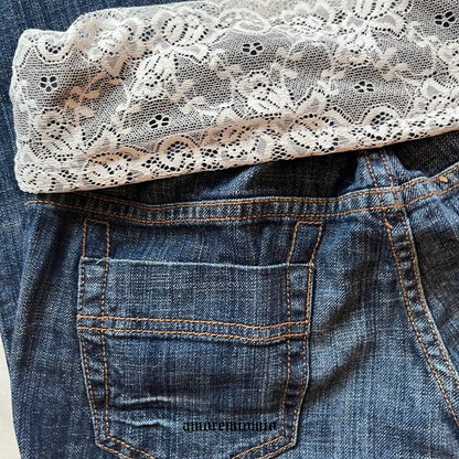 Low Rise Lace Denim Pants