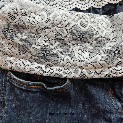 Low Rise Lace Denim Pants