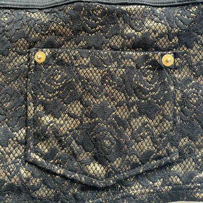 Black & Gold Lace Mini Shorts