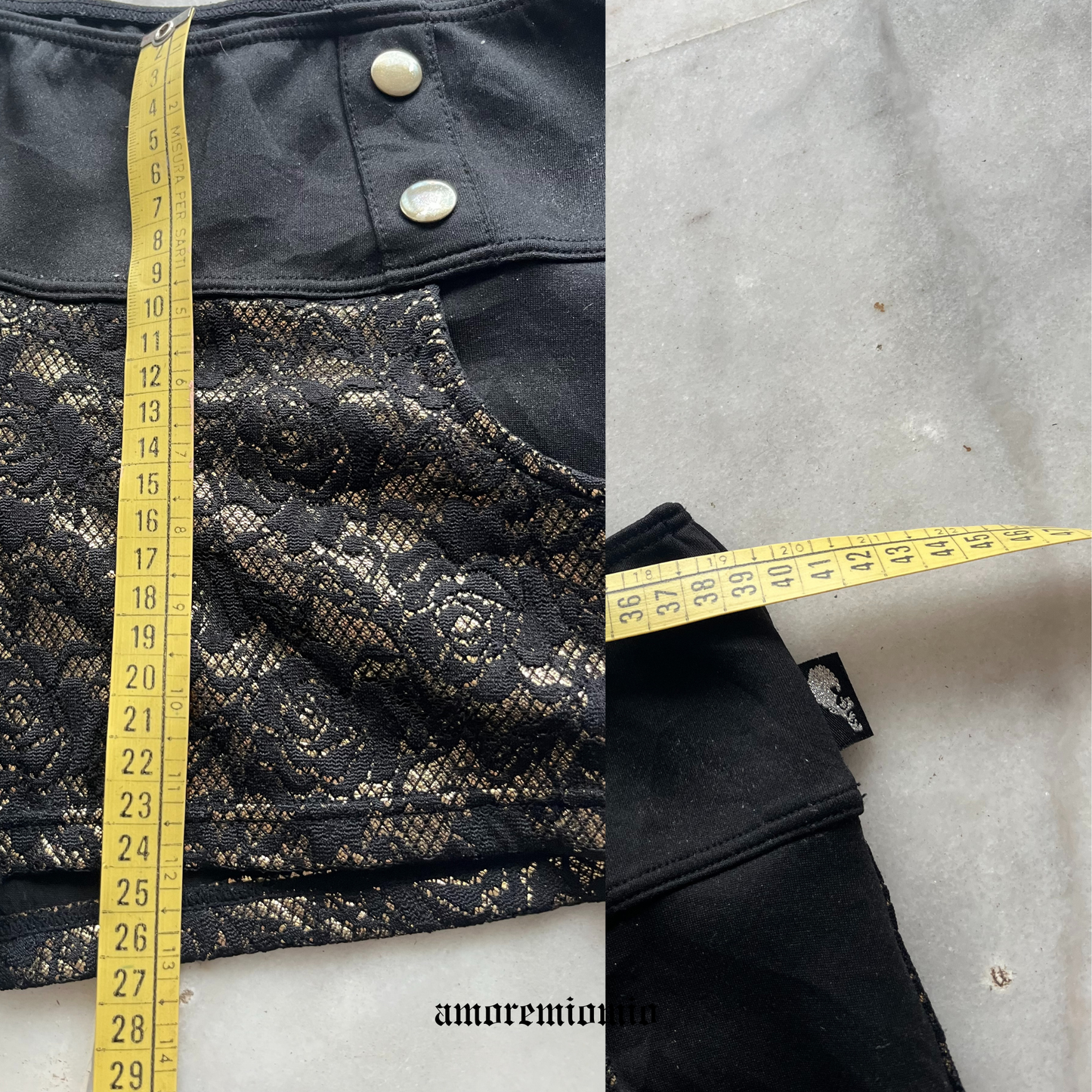 Black & Gold Lace Mini Shorts