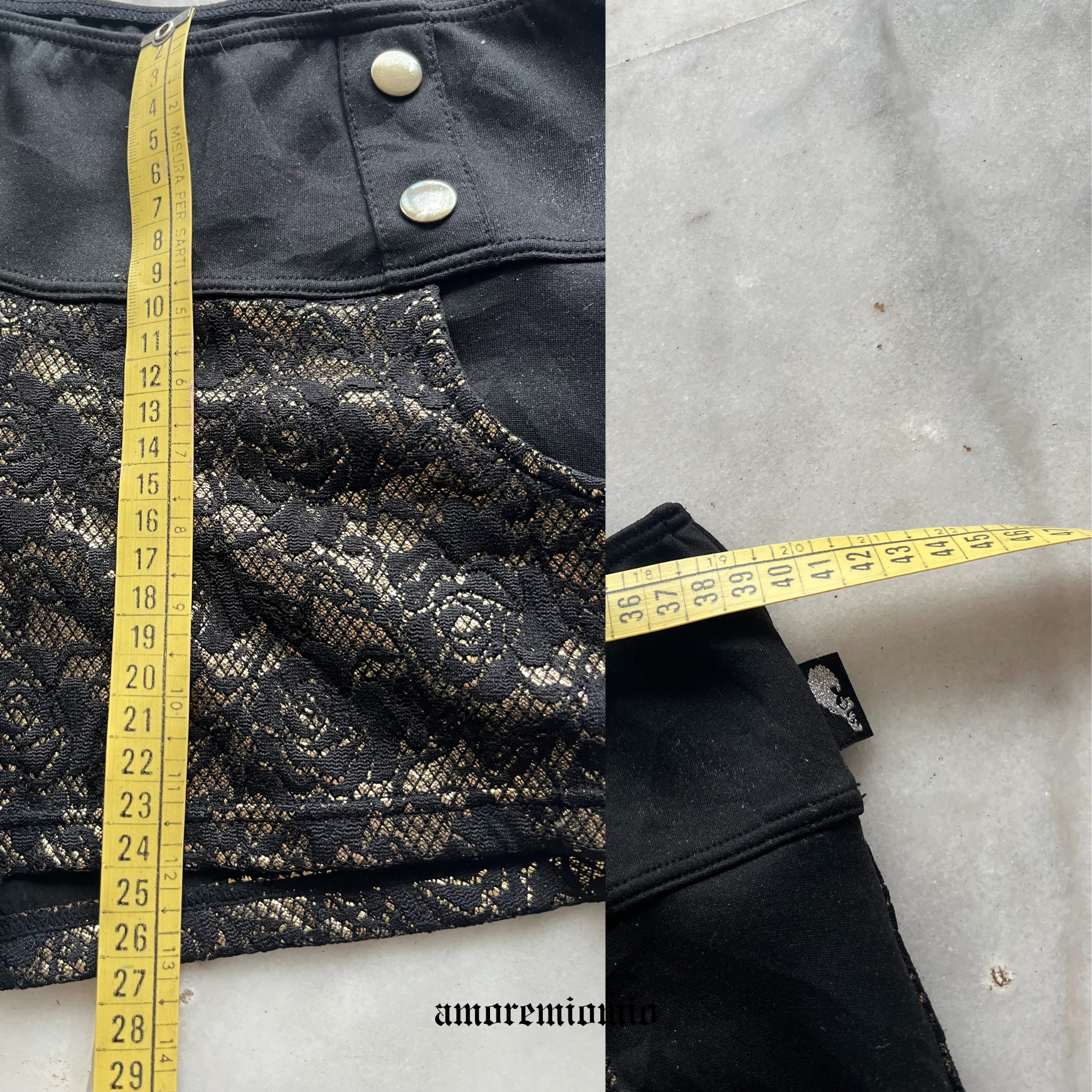 Black & Gold Lace Mini Shorts