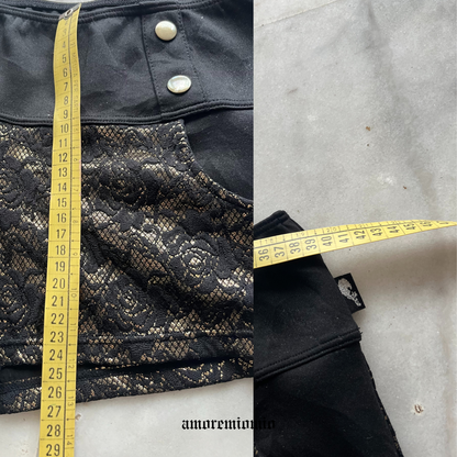 Black & Gold Lace Mini Shorts