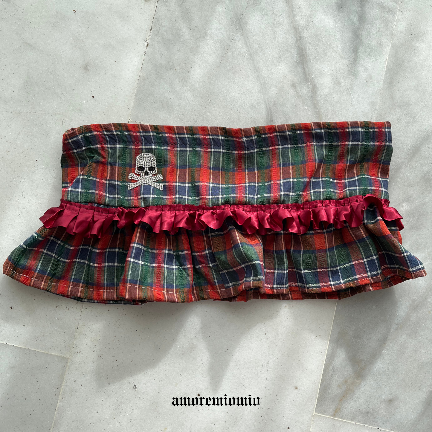 Plaid Mini Skirt with Ruffle Detail