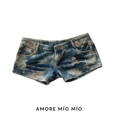 Vintage Low-Rise Denim Mini Shorts