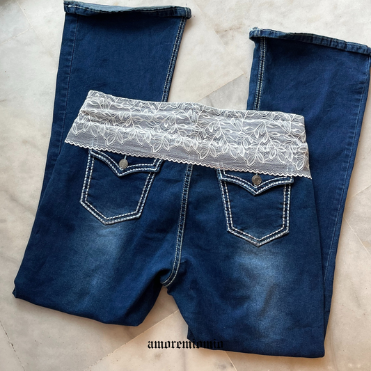 Denim Jeans with Lace Detail