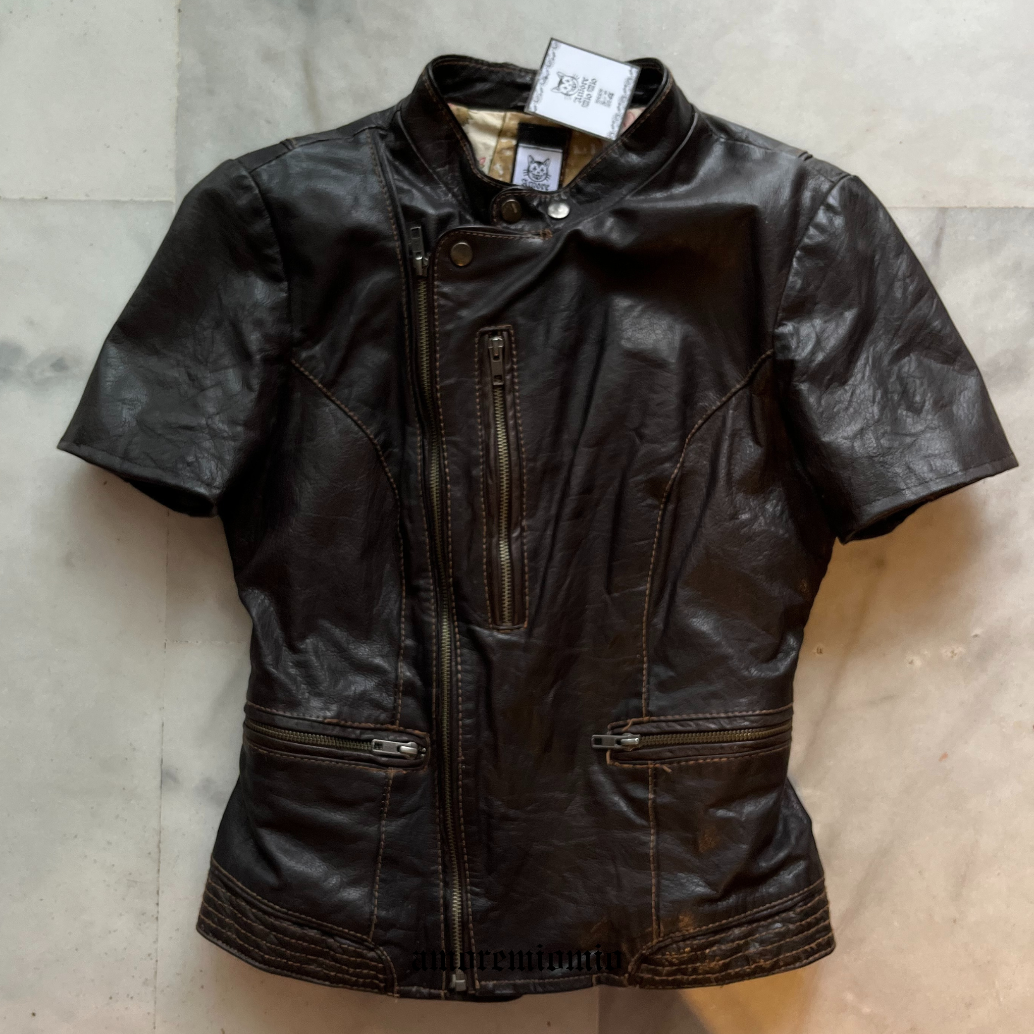 Short Sleeve Leather Jacket