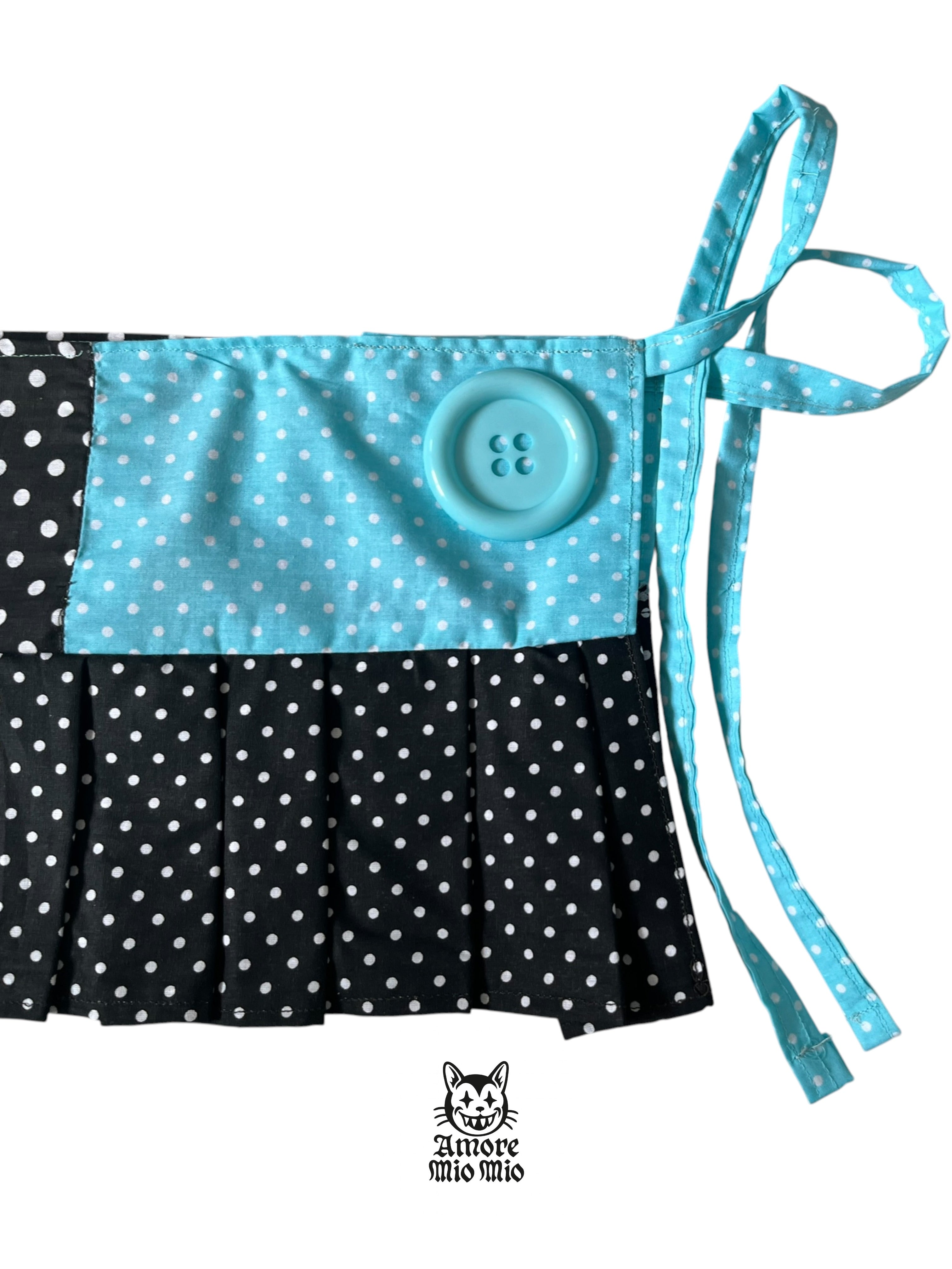 polka dot mini skirt with large button