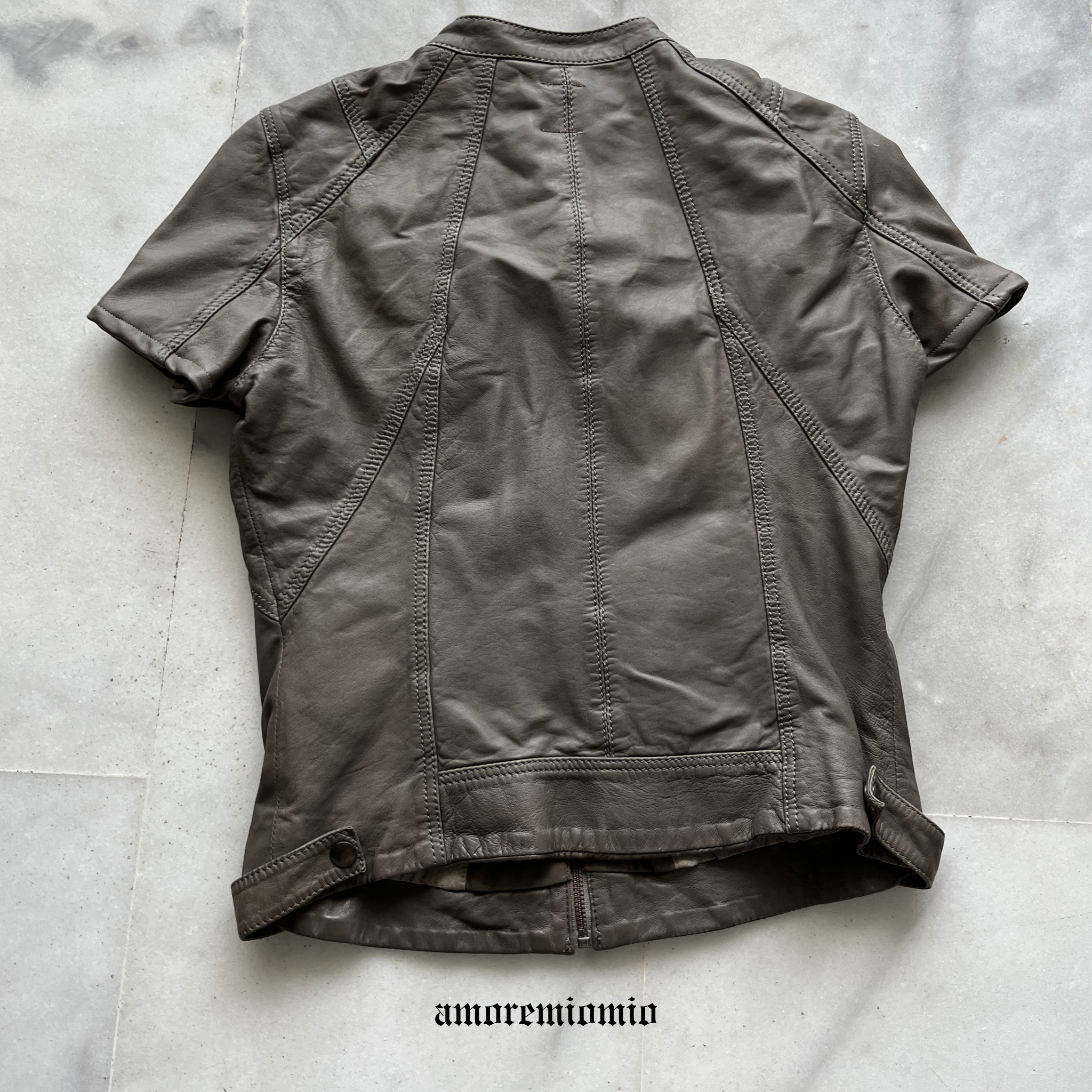 Short Sleeve Faux Leather Jacket