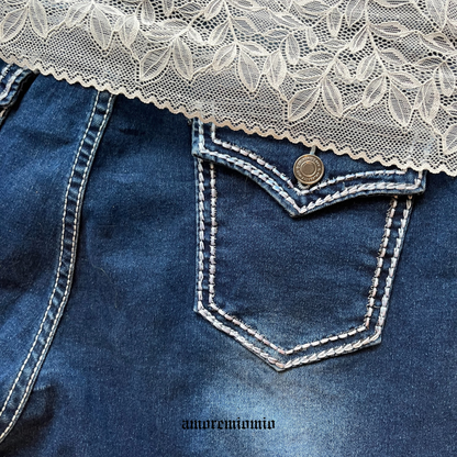 Denim Jeans with Lace Detail