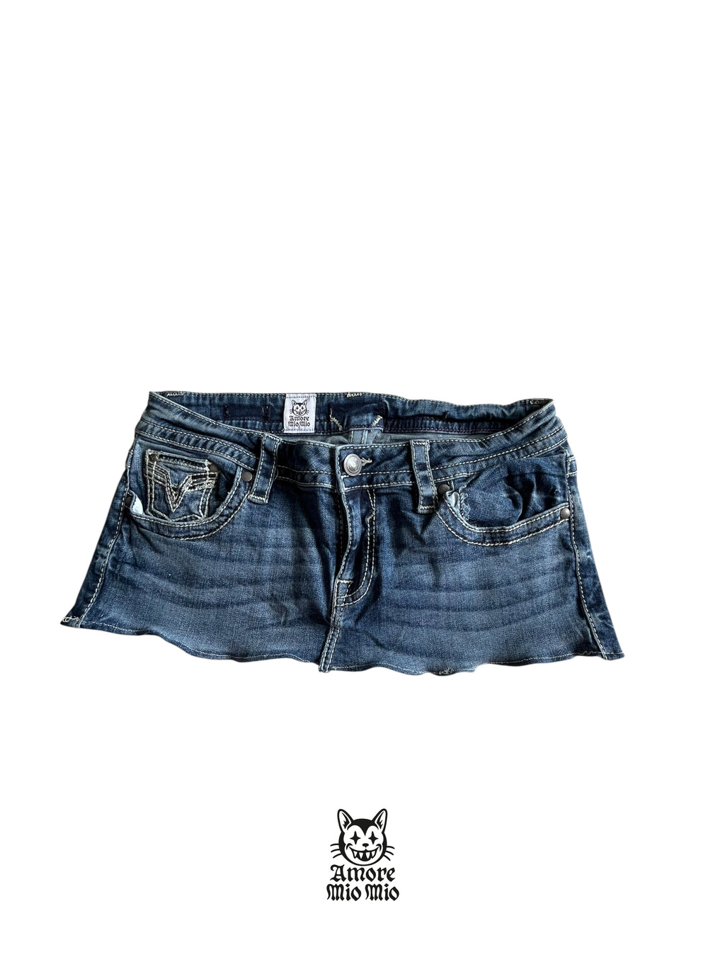 M-L Low-rise embroidered mini skirt