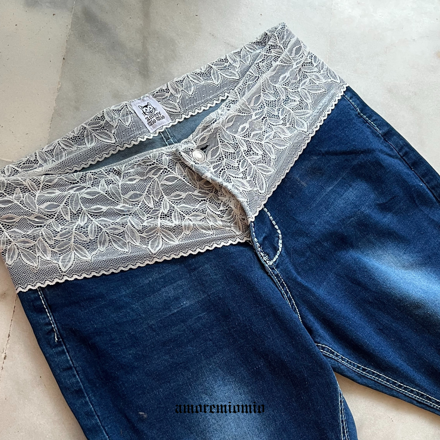 Denim Jeans with Lace Detail