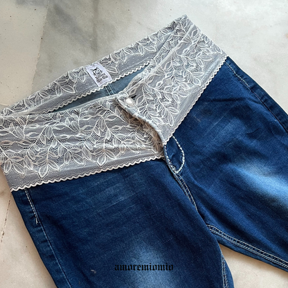 Denim Jeans with Lace Detail
