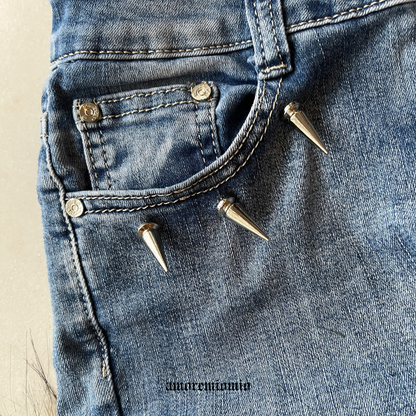 Fur Trim Denim Mini Skirt