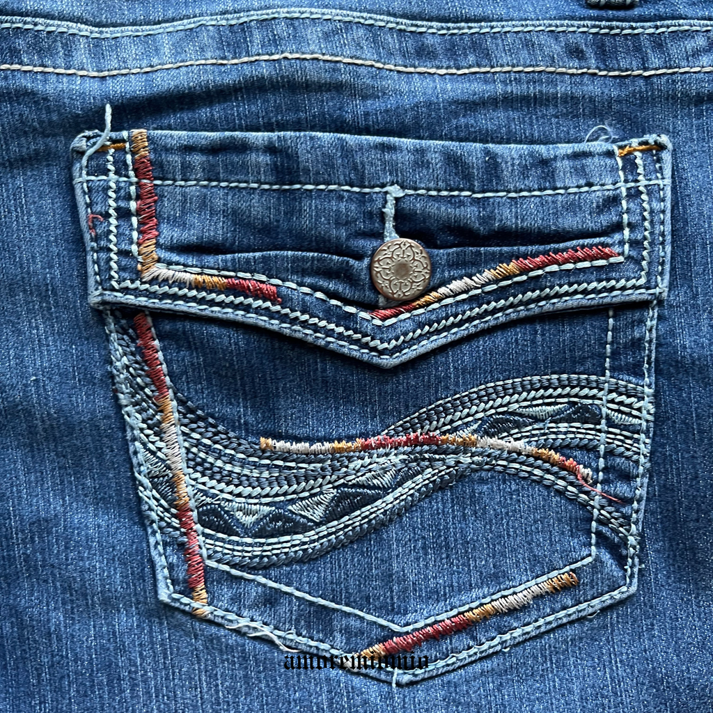 Pantalones tiro bajo con bordado