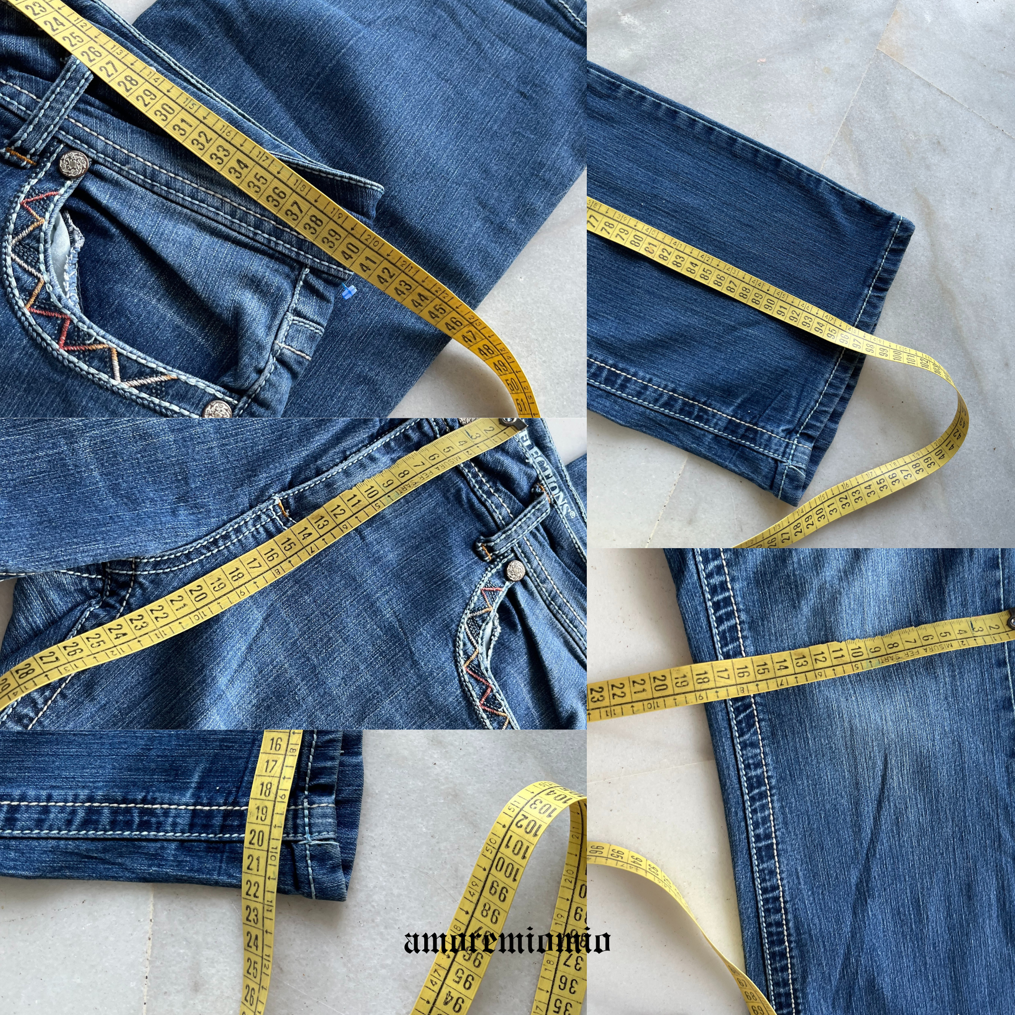 Pantalones tiro bajo con bordado