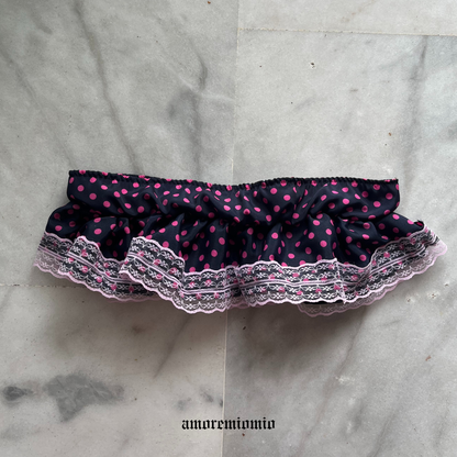 Polka Dot Mini Skirt with Lace Trim