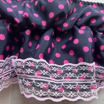 Polka Dot Mini Skirt with Lace Trim