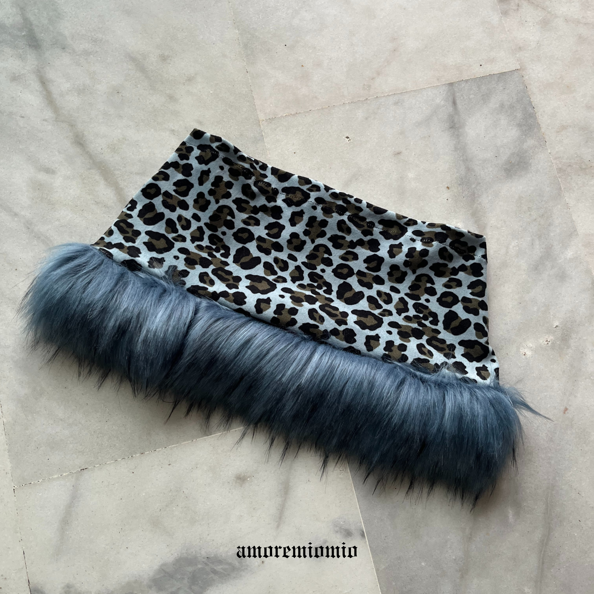 Y2K Leopard Mini Skirt with Faux Fur