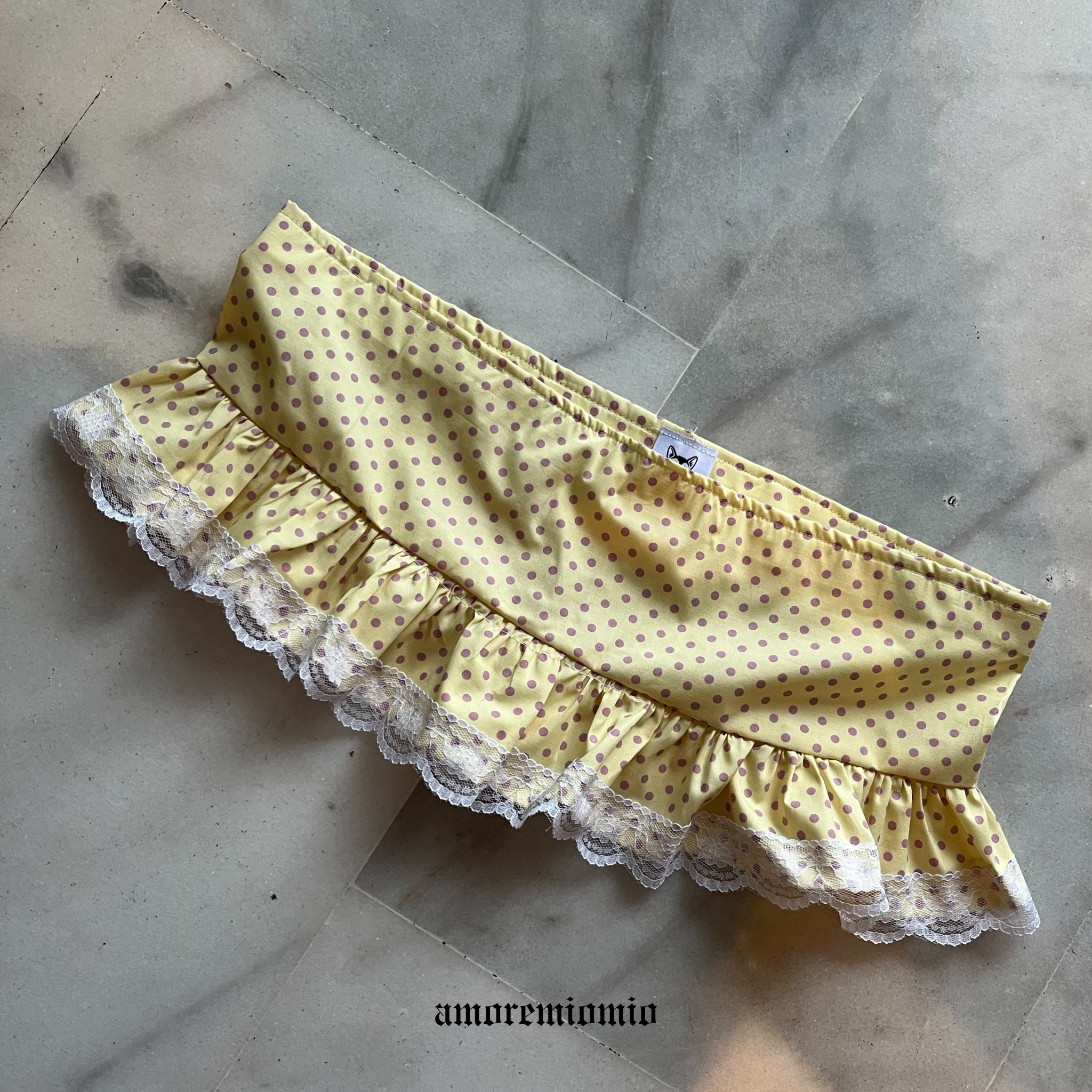 Polka Dot Mini Skirt with Lace Trim