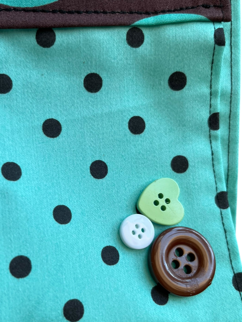 mini skirt with brown and turquoise polka dots