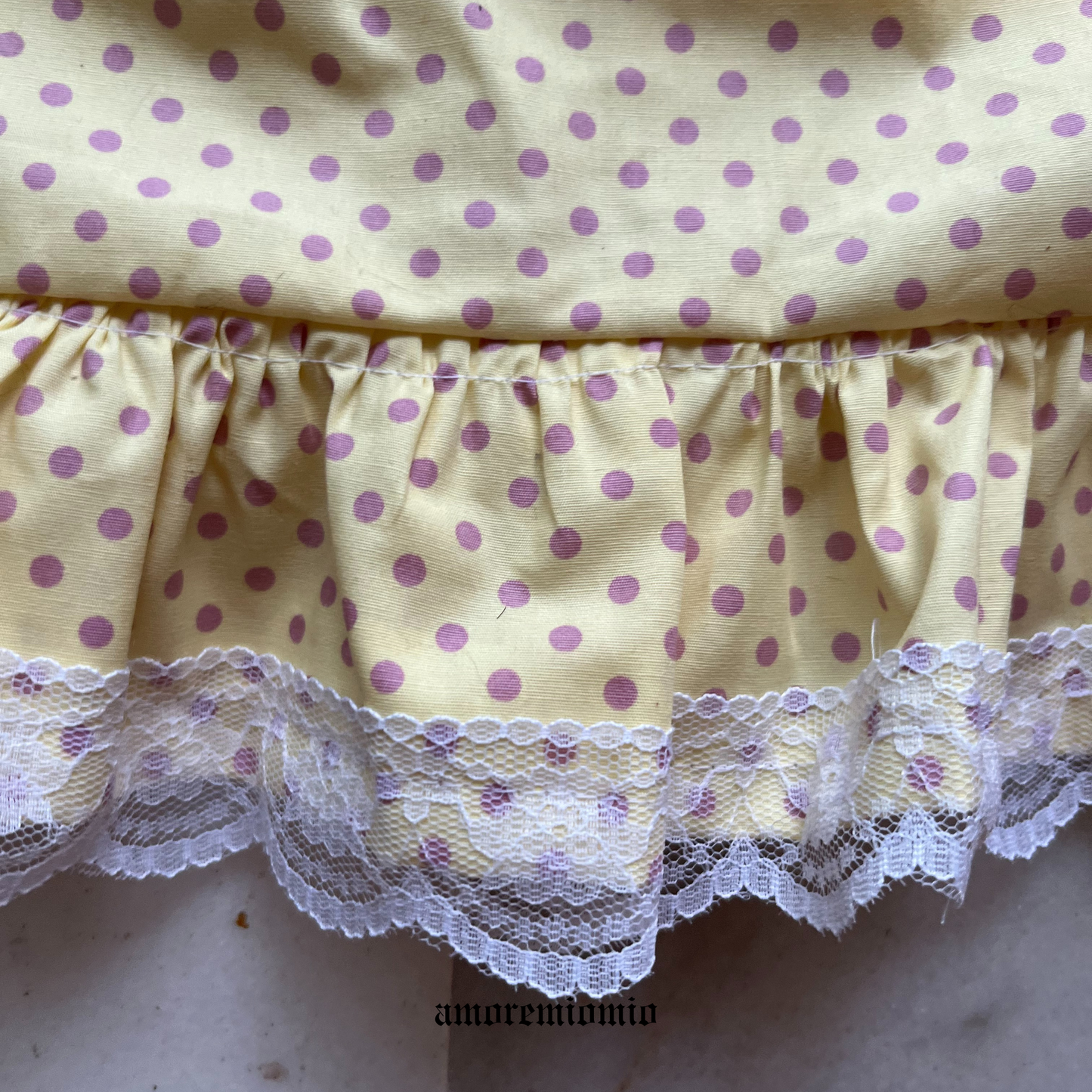 Polka Dot Mini Skirt with Lace Trim