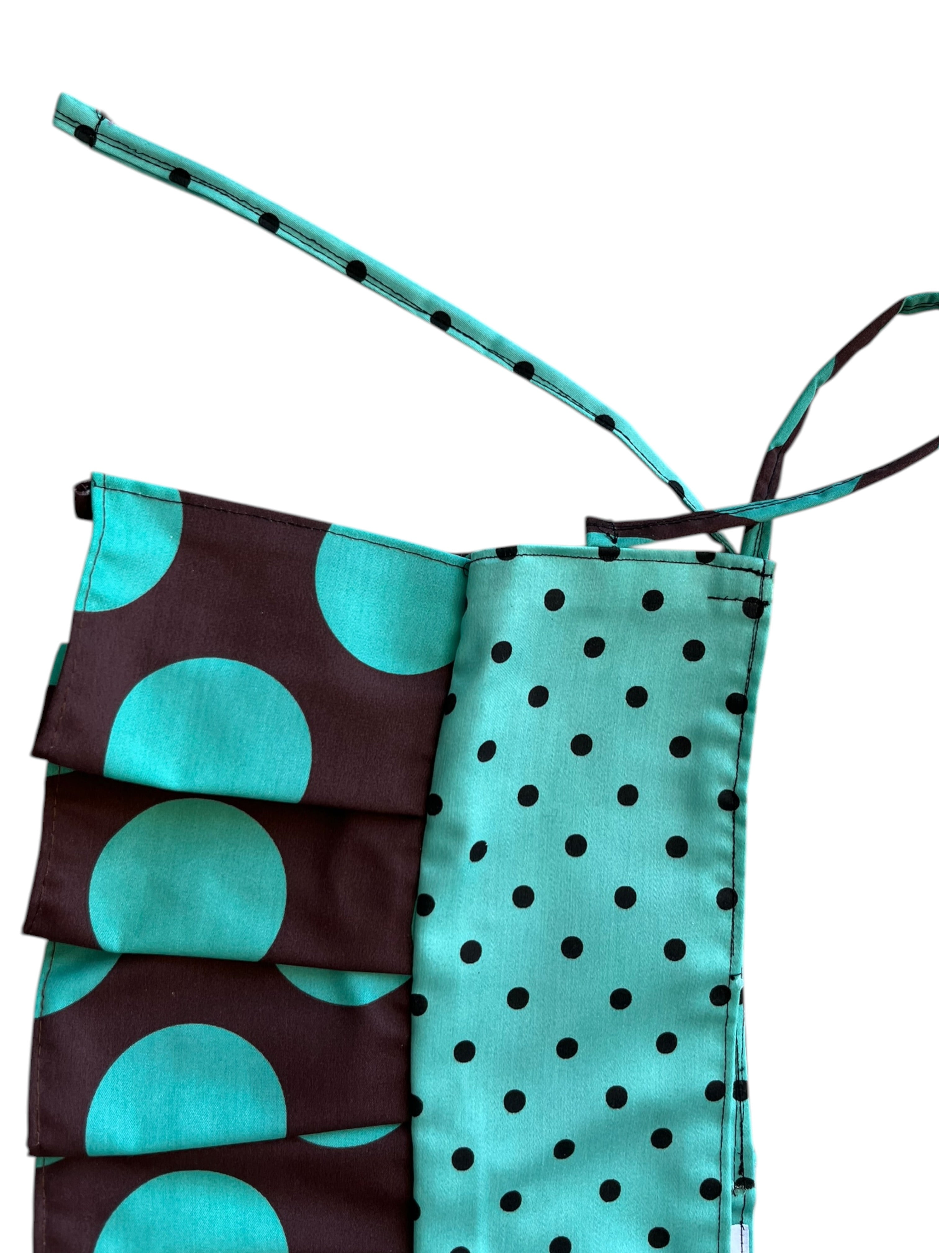 mini skirt with brown and turquoise polka dots
