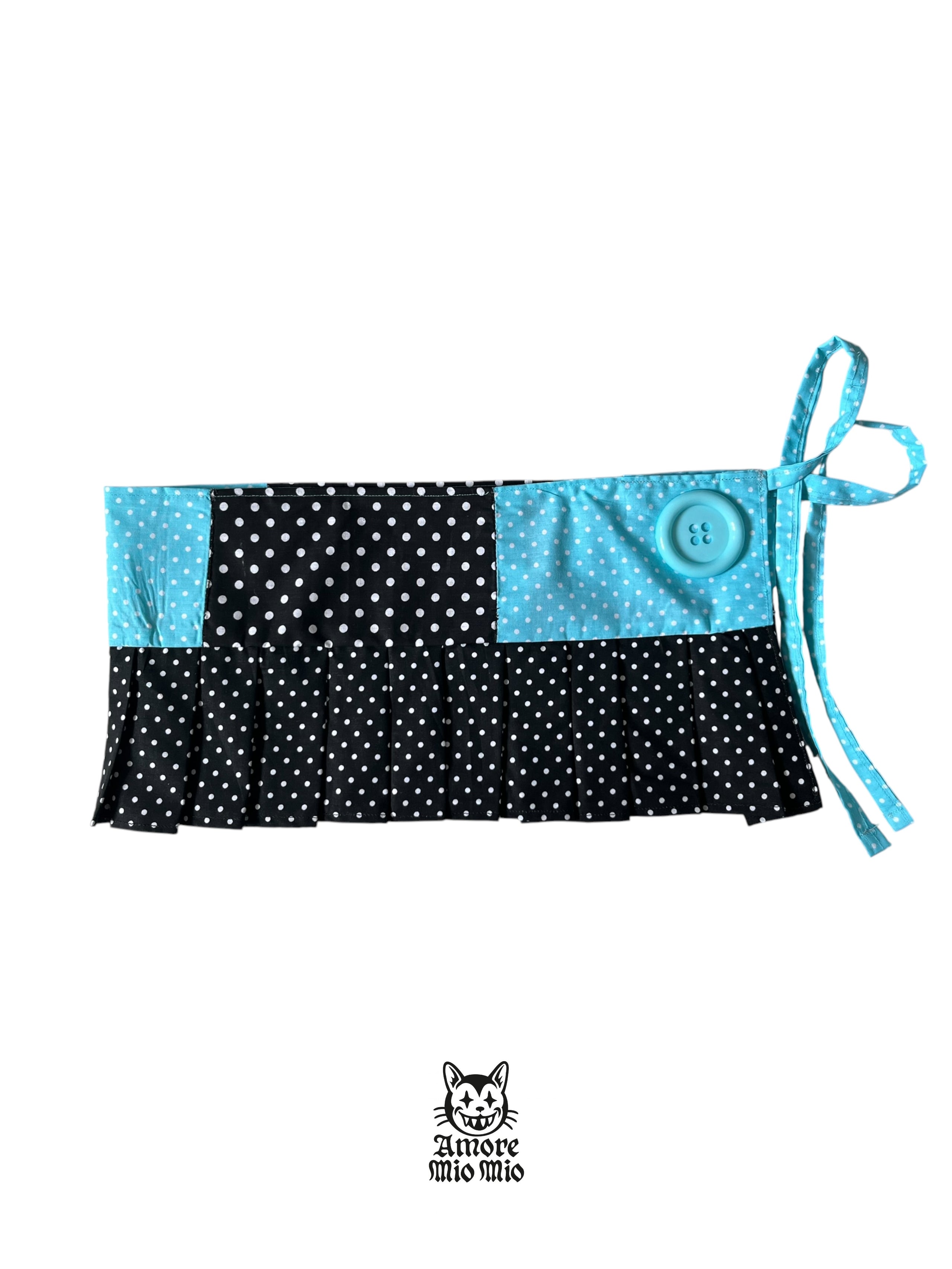 polka dot mini skirt with large button