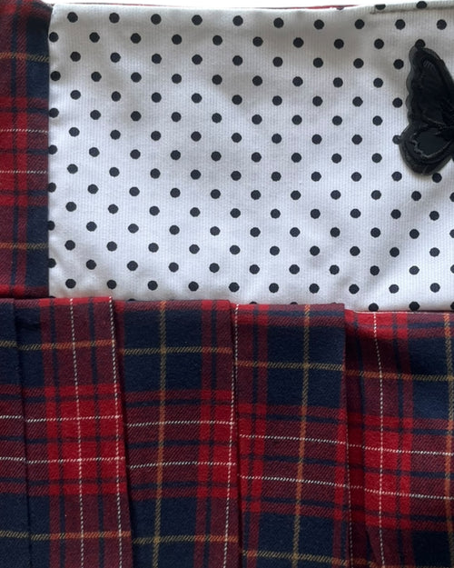 Butterfly Polka Dot & Plaid Mini Skirt