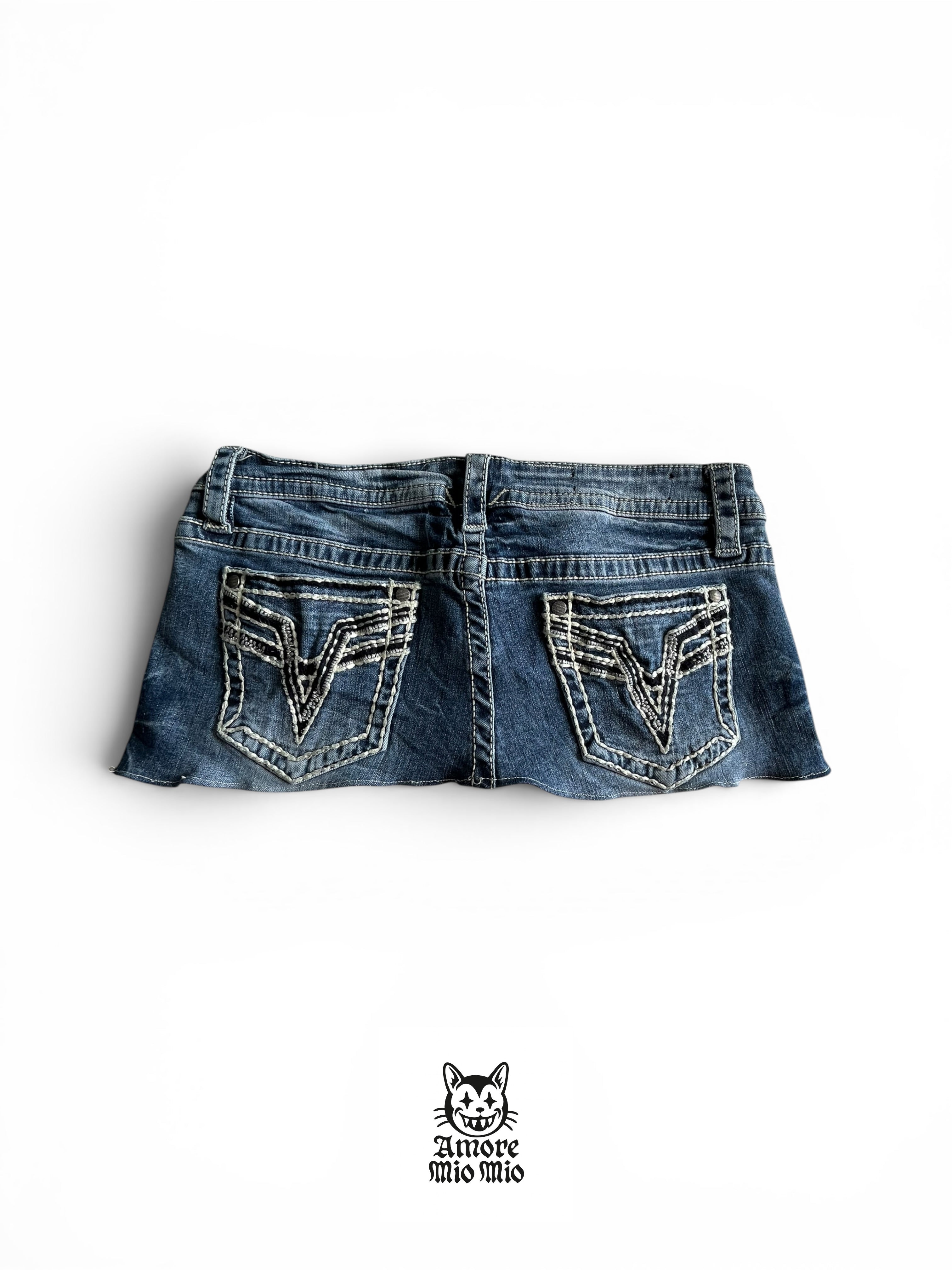 M-L Low-rise embroidered mini skirt
