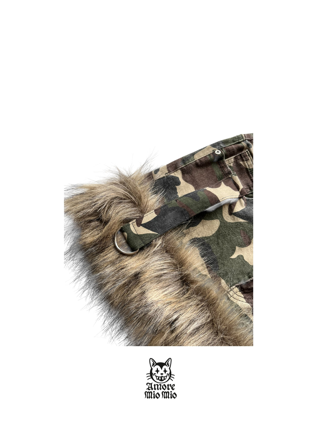 mini falda militar con pelo sintetico