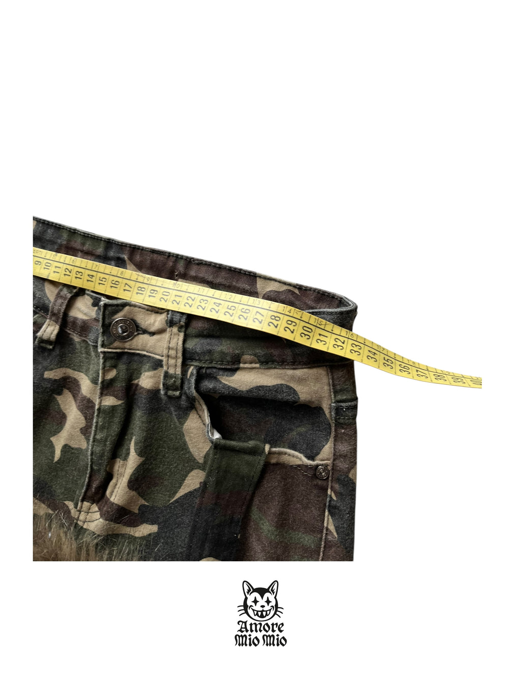 mini falda militar con pelo sintetico