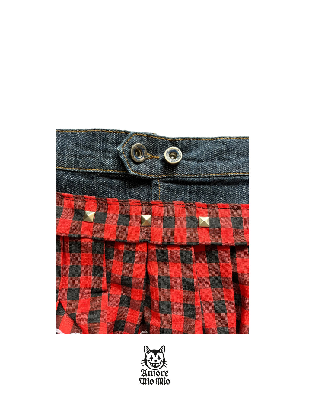 mini falda de tiro bajo  cuadros rockstard