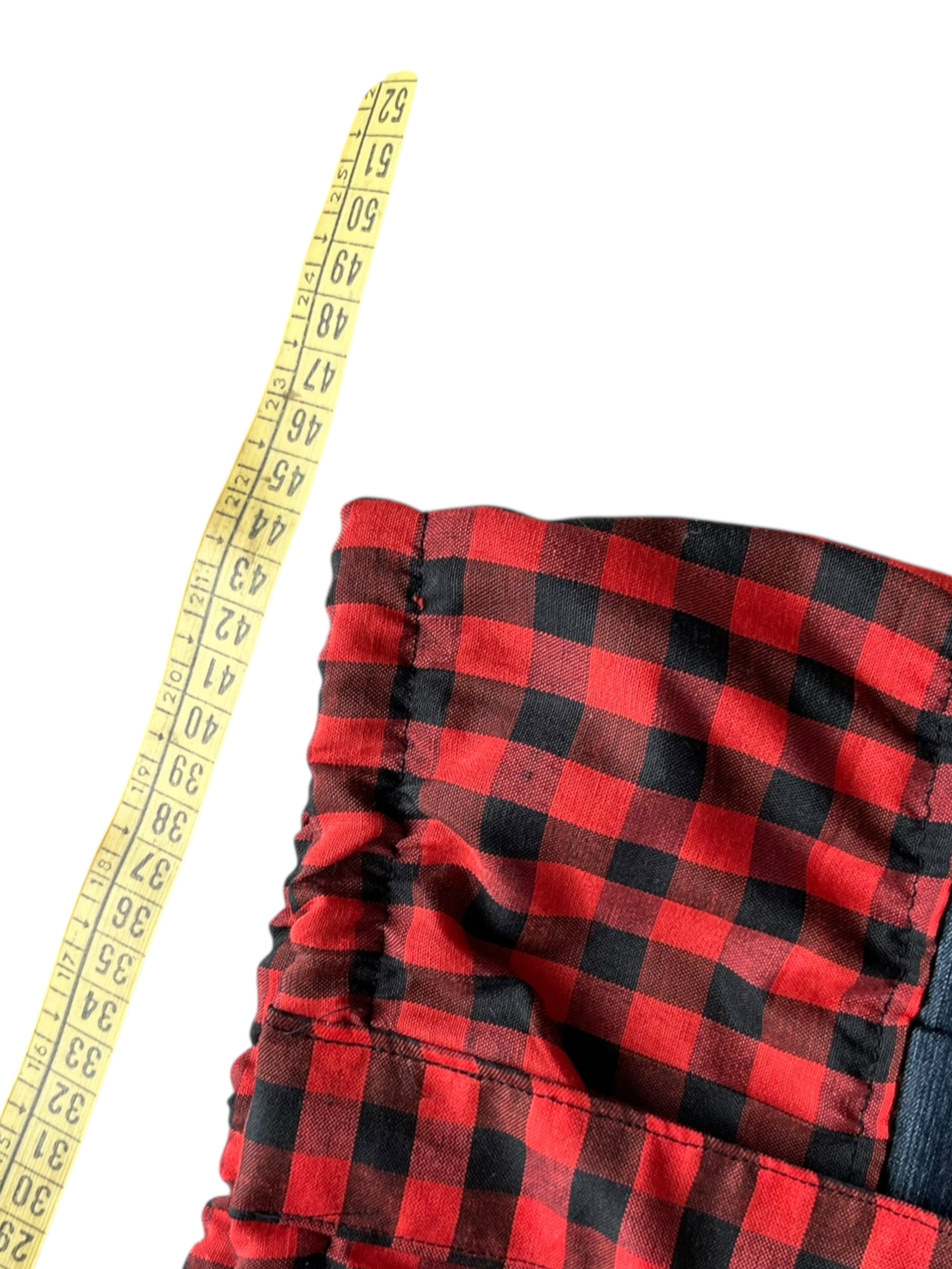 mini falda tiro bajo cuadros rojos