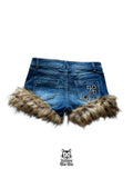 low-rise hot pants with fur