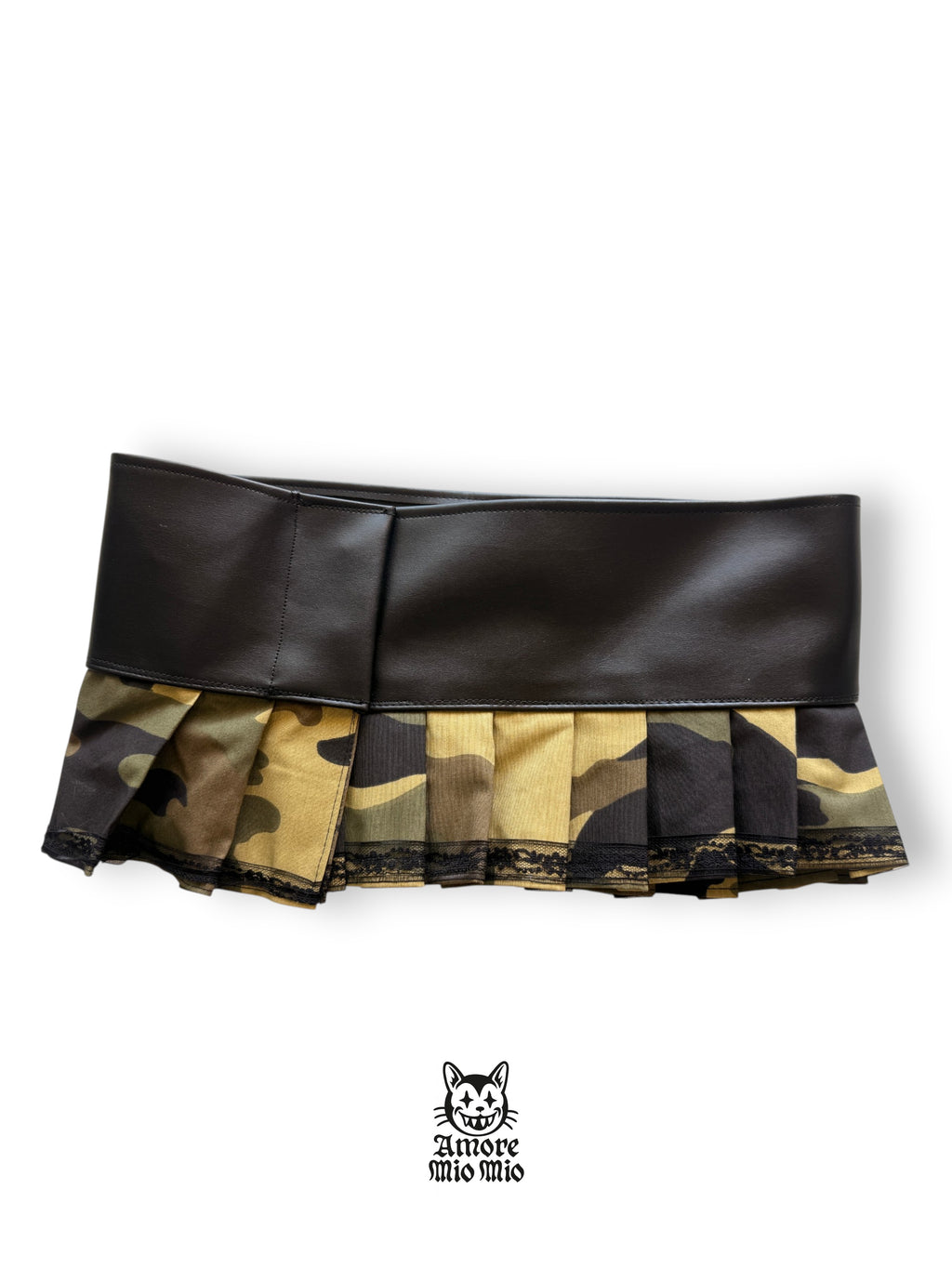M faux leather military mini skirt