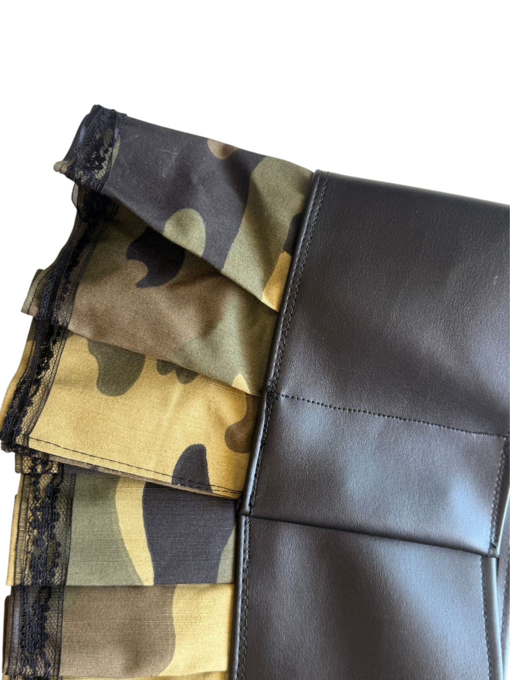 M faux leather military mini skirt