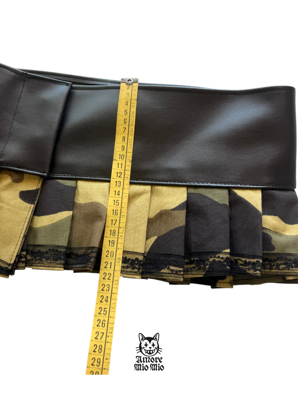 M faux leather military mini skirt
