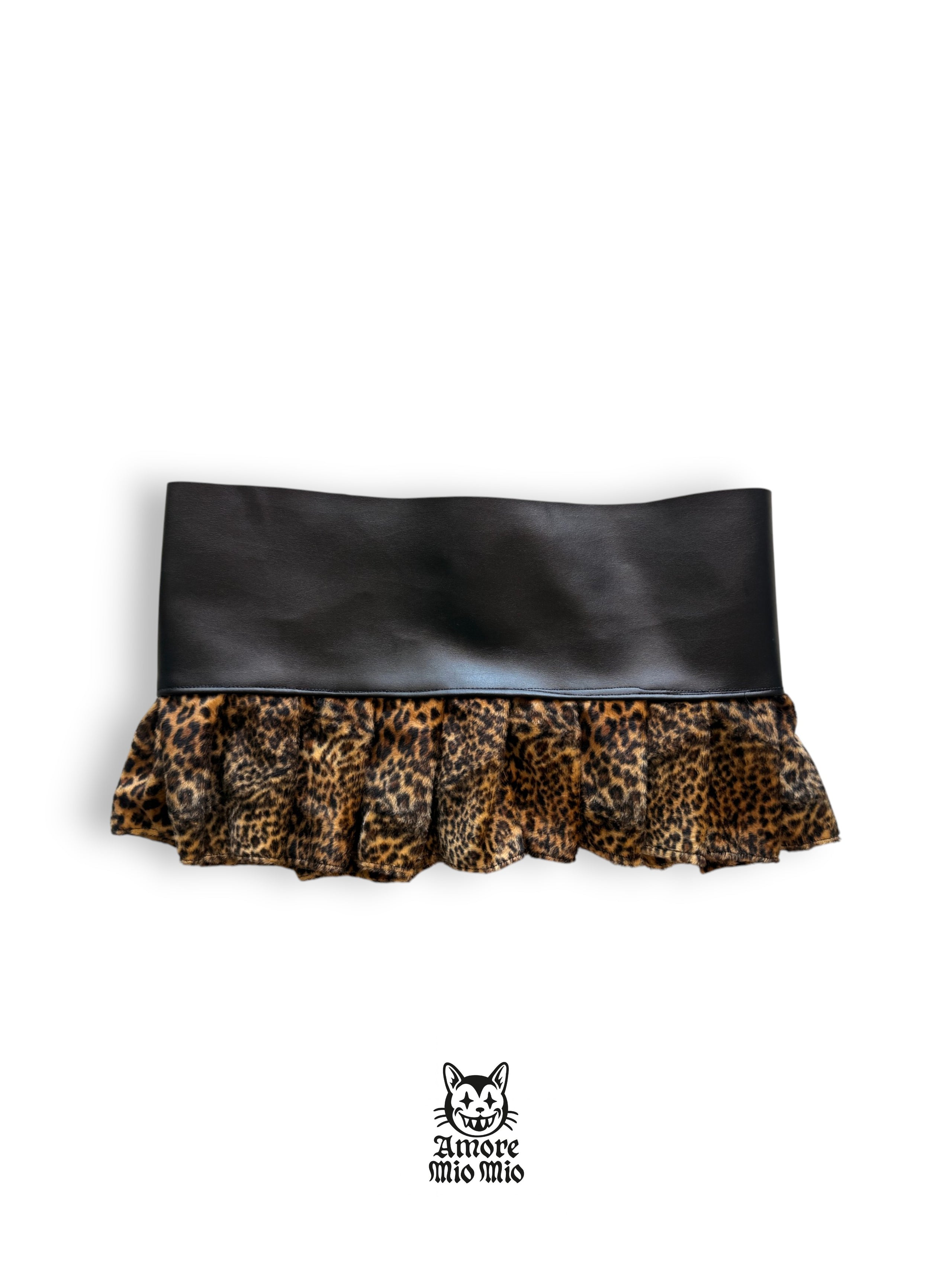 XS mini falda pelo leopardo y polipiel
