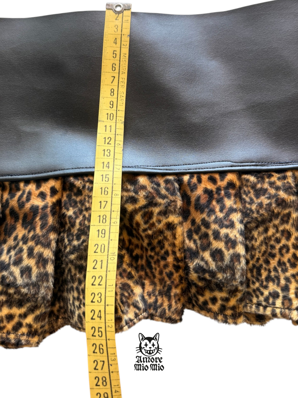 XS mini falda pelo leopardo y polipiel