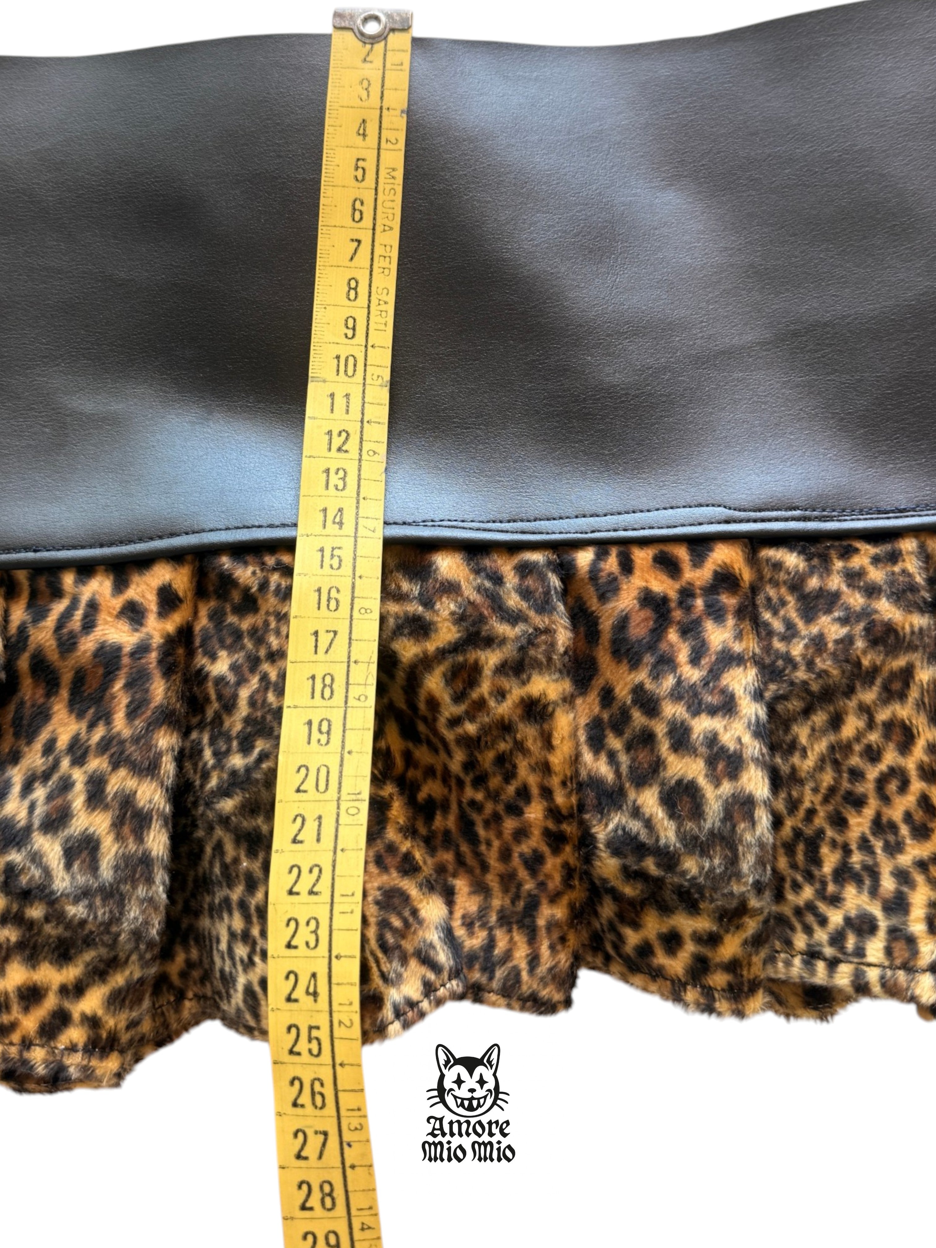 XS mini falda pelo leopardo y polipiel