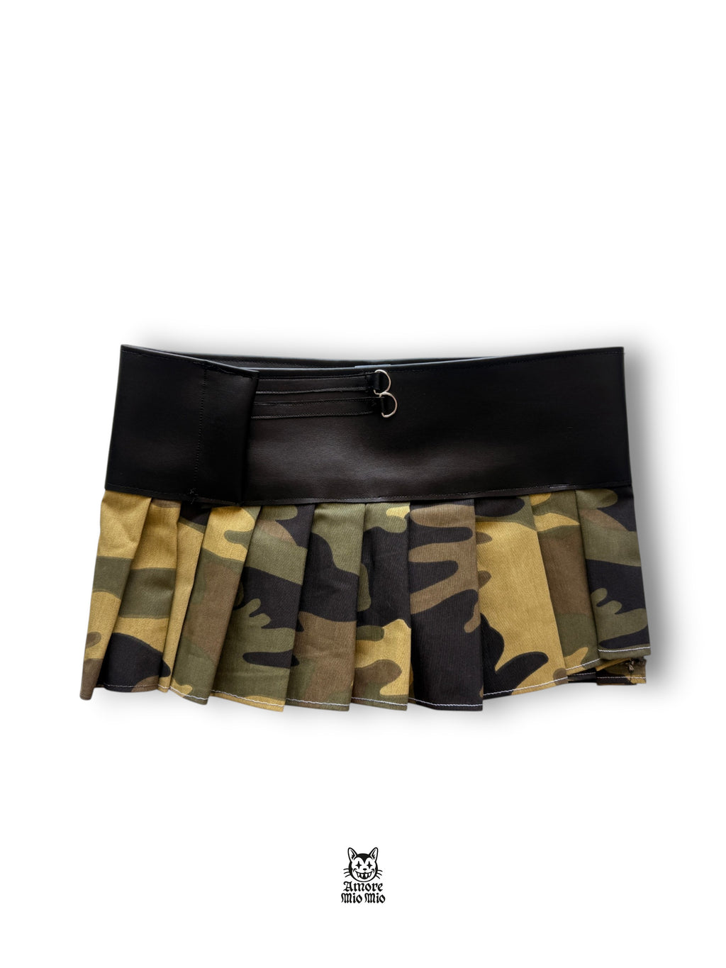 Faux leather military mini skirt