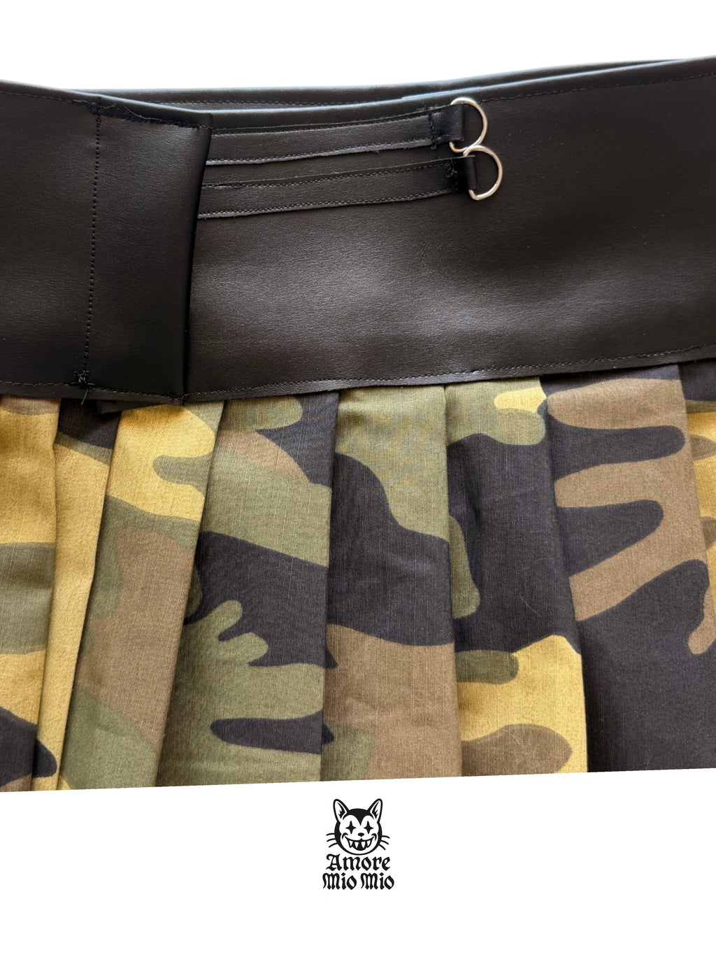 Faux leather military mini skirt