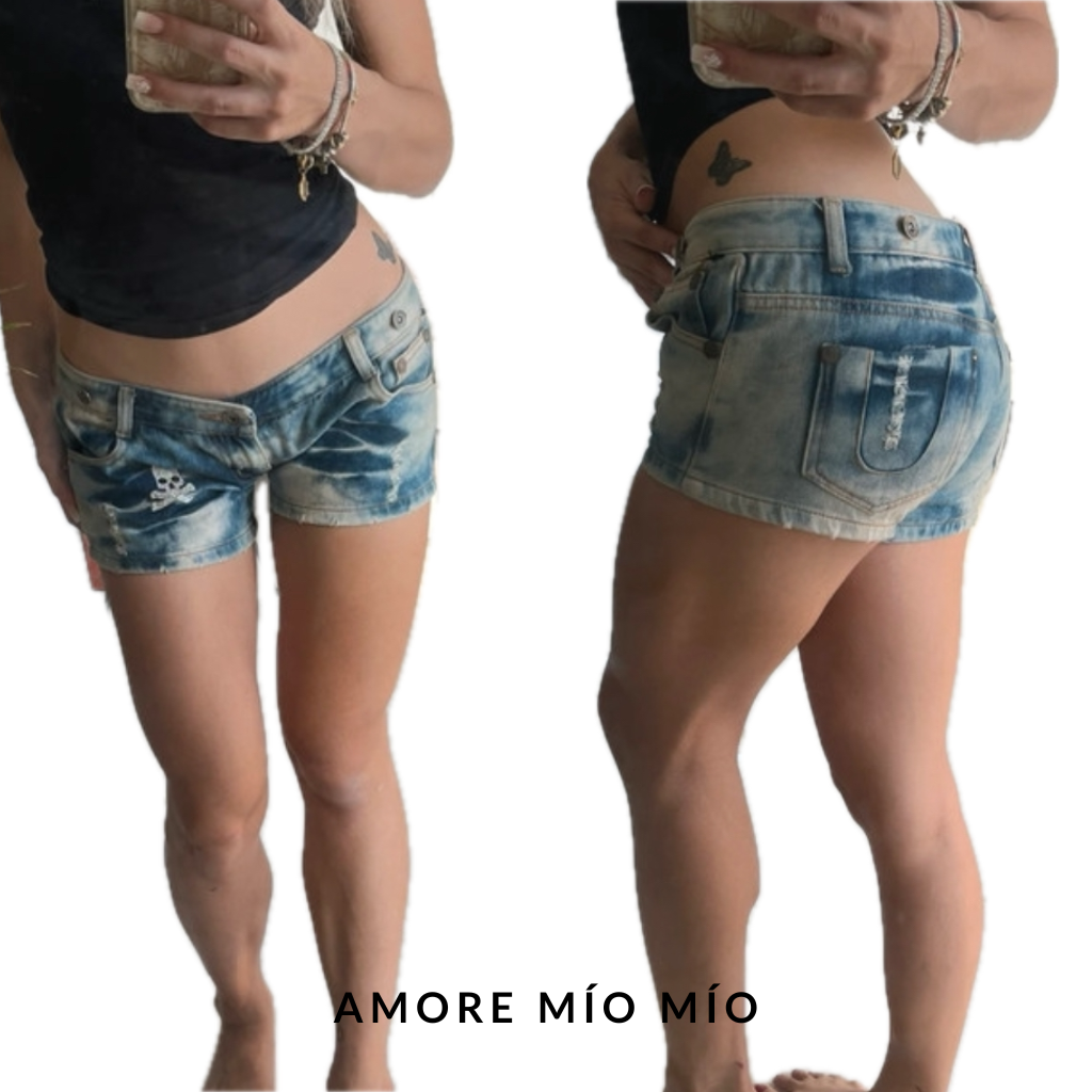 Vintage Low-Rise Denim Mini Shorts