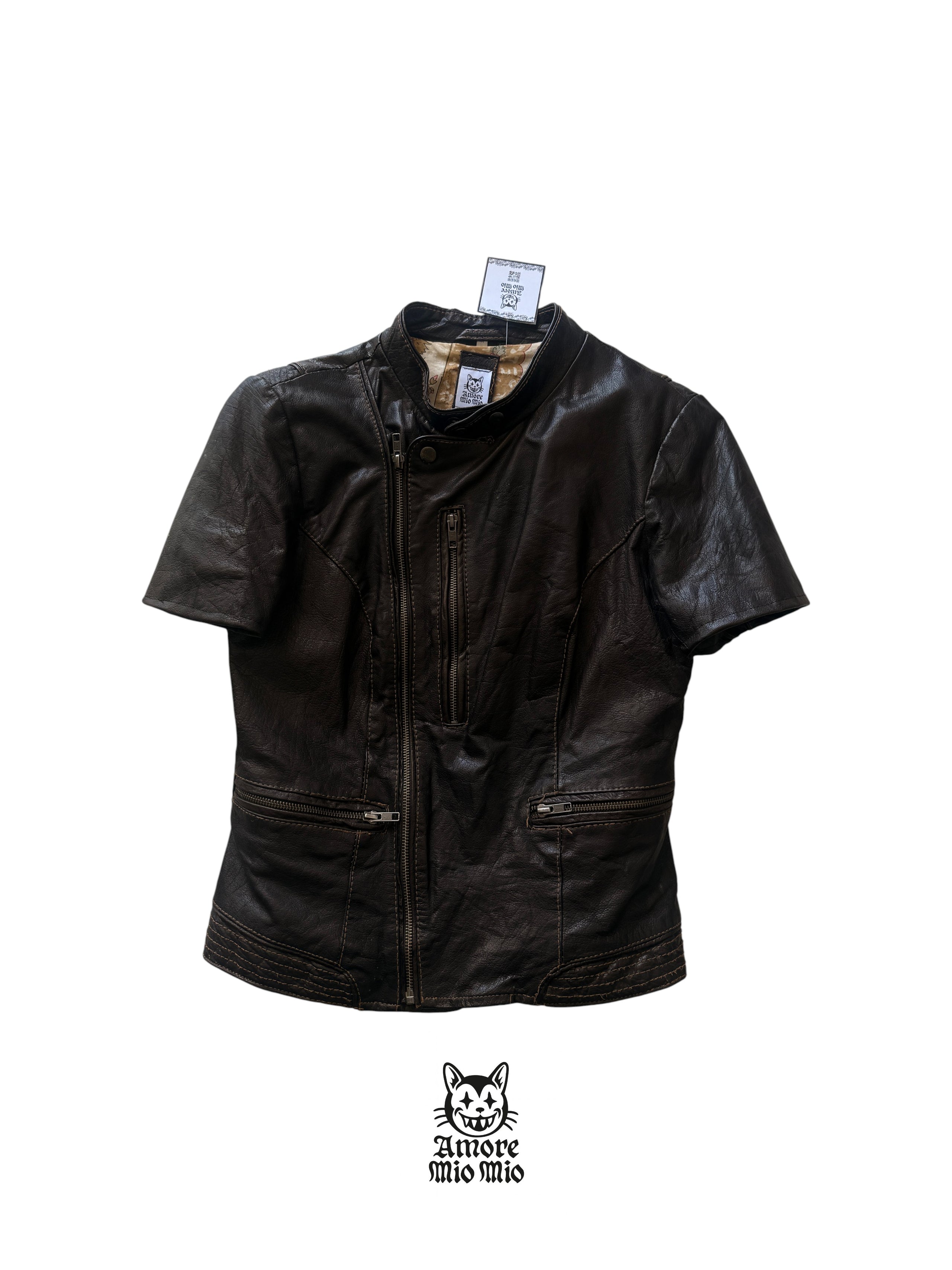 Short Sleeve Leather Jacket