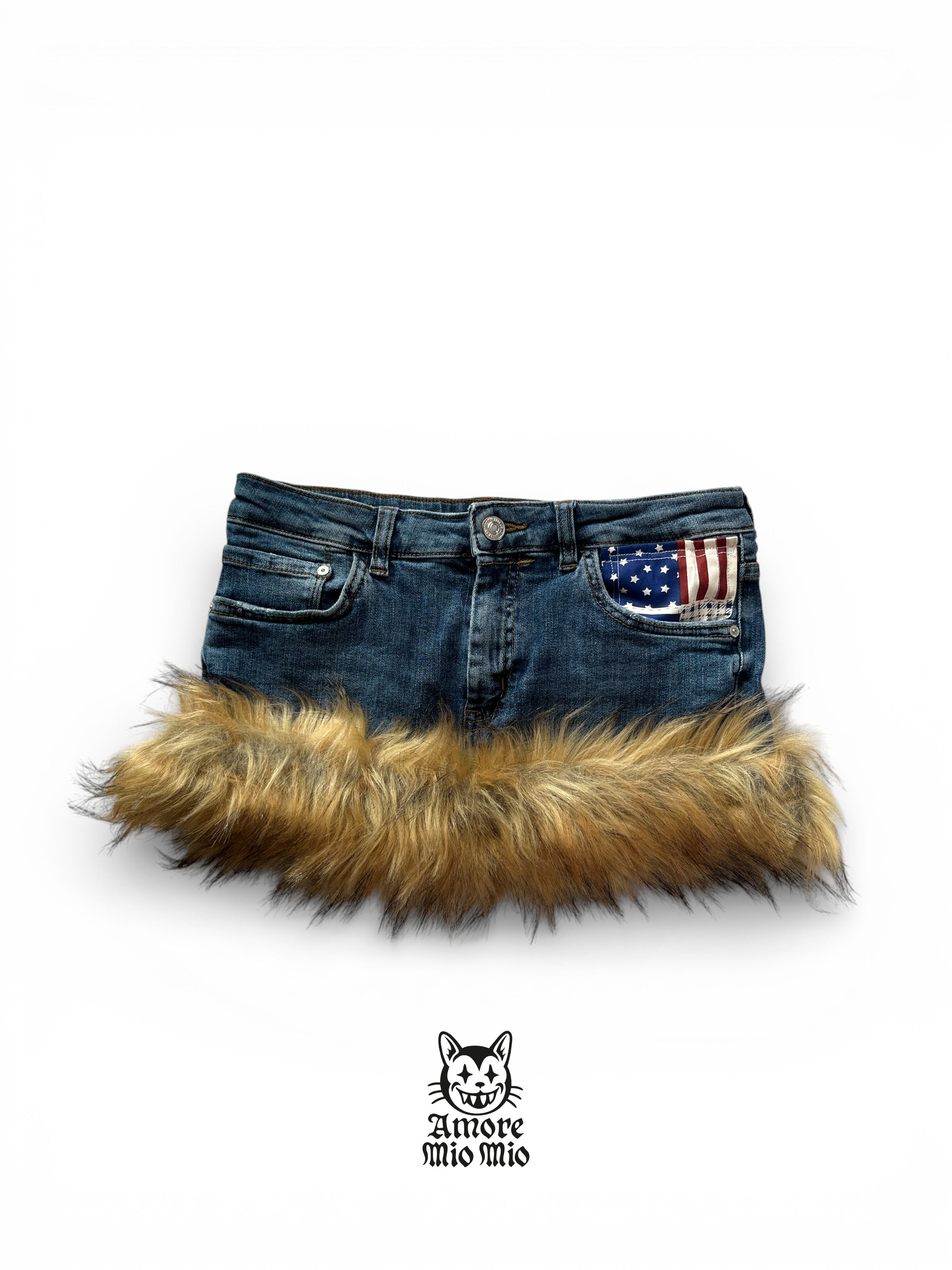 mini falda customizada con pelo