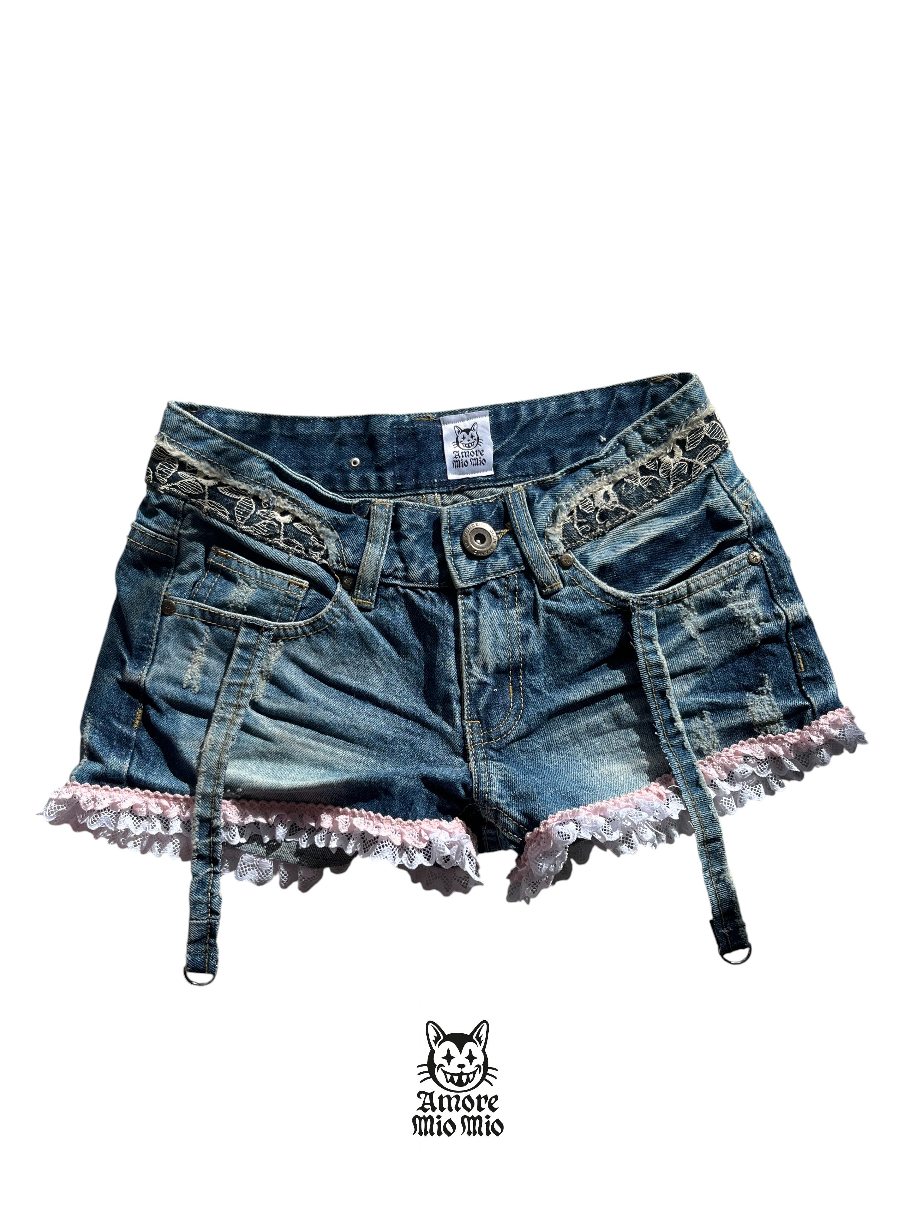 mini shorts vaqueros con encaje
