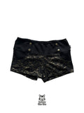 Black & Gold Lace Mini Shorts