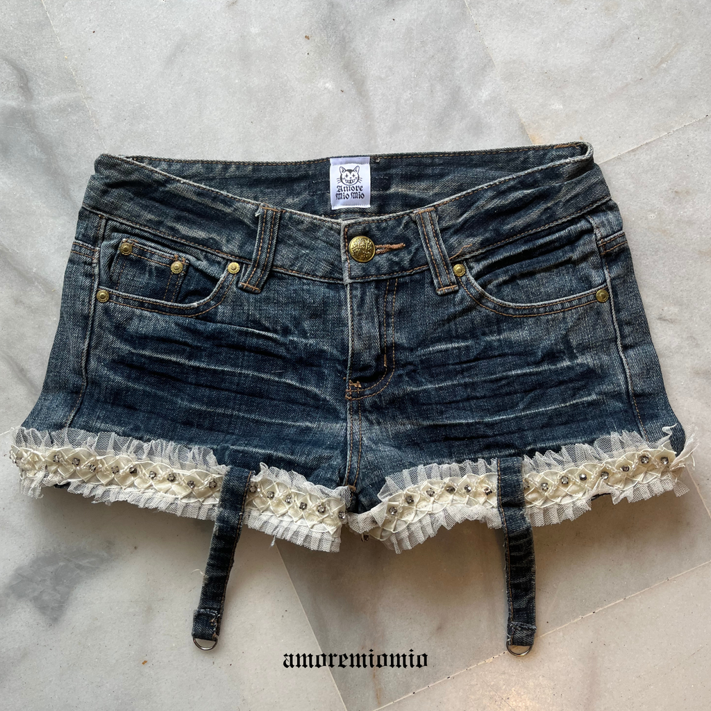 Mini Shorts with Lace & Garter Straps